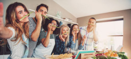 Young adults in a cooking party