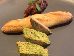 A delicious French appetizer with foie gras